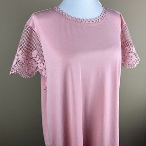 perch by Blu Pepper Short Sleeve Blouse Plus Size 2XL Dusty Pink, Lace